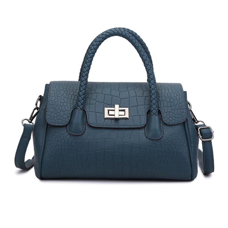 Handtasche mit Krokodilmuster, Umhängetasche aus echtem Leder, Damen-Geldbörse mit Klappe und geflochtenem Griff