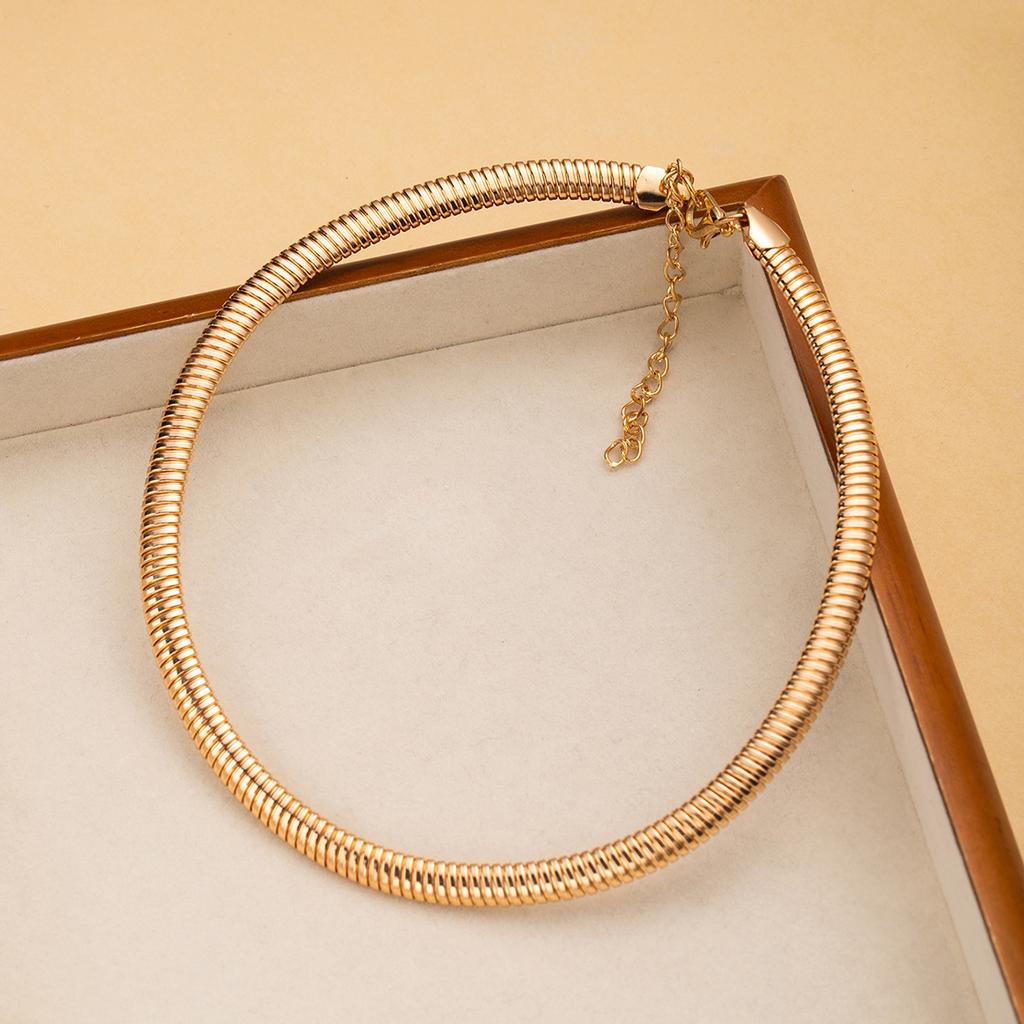 Golden Snake Bone Chain Thick Chain Necklace, Simple And Advanced Sense Exaggerated Thread Fashionable Personalized Collarbone Chain