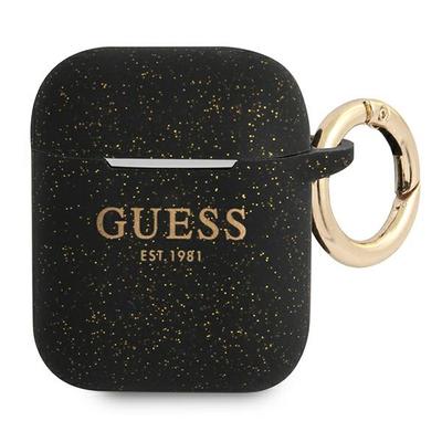 Guess Gua2Sggek Airpods 1/2 Cover black/Black Silicone Glitter