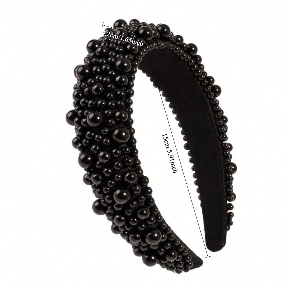 European and American Thick Simualtion Pearl Headband Pressure Hair Wide Edge Headband Handmade Hair Accessories