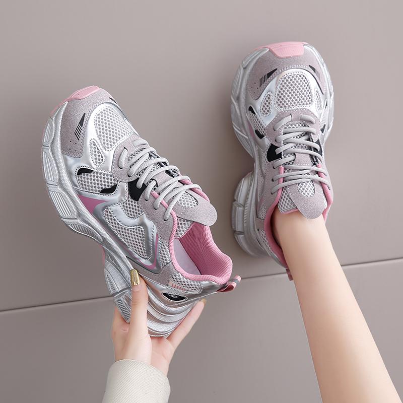 Daddy Pantofi de primăvară pentru damă, cu talpă groasă, anti-alunecare, pantofi ușori ocazional, creșterea pantofilor sport pentru femei