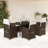VidaXL Garden Dining Set with Cushions 7 Pcs, Table and Chairs with Adjustable Backrest, Outdoor Furniture Patio 3212336