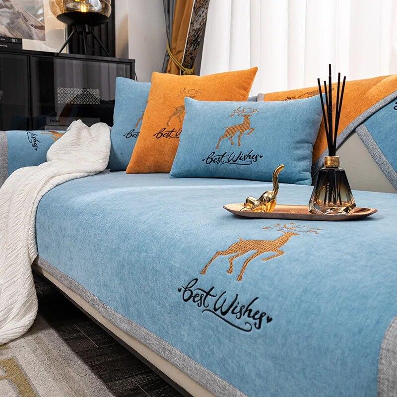 

Современный nakış geyik kanepe yastığı dört mevsim evrensel kaymaz kanepe kılıfı şönil Высококачественный yastık arka havlu örtü bezi 70x70cm 1pcs