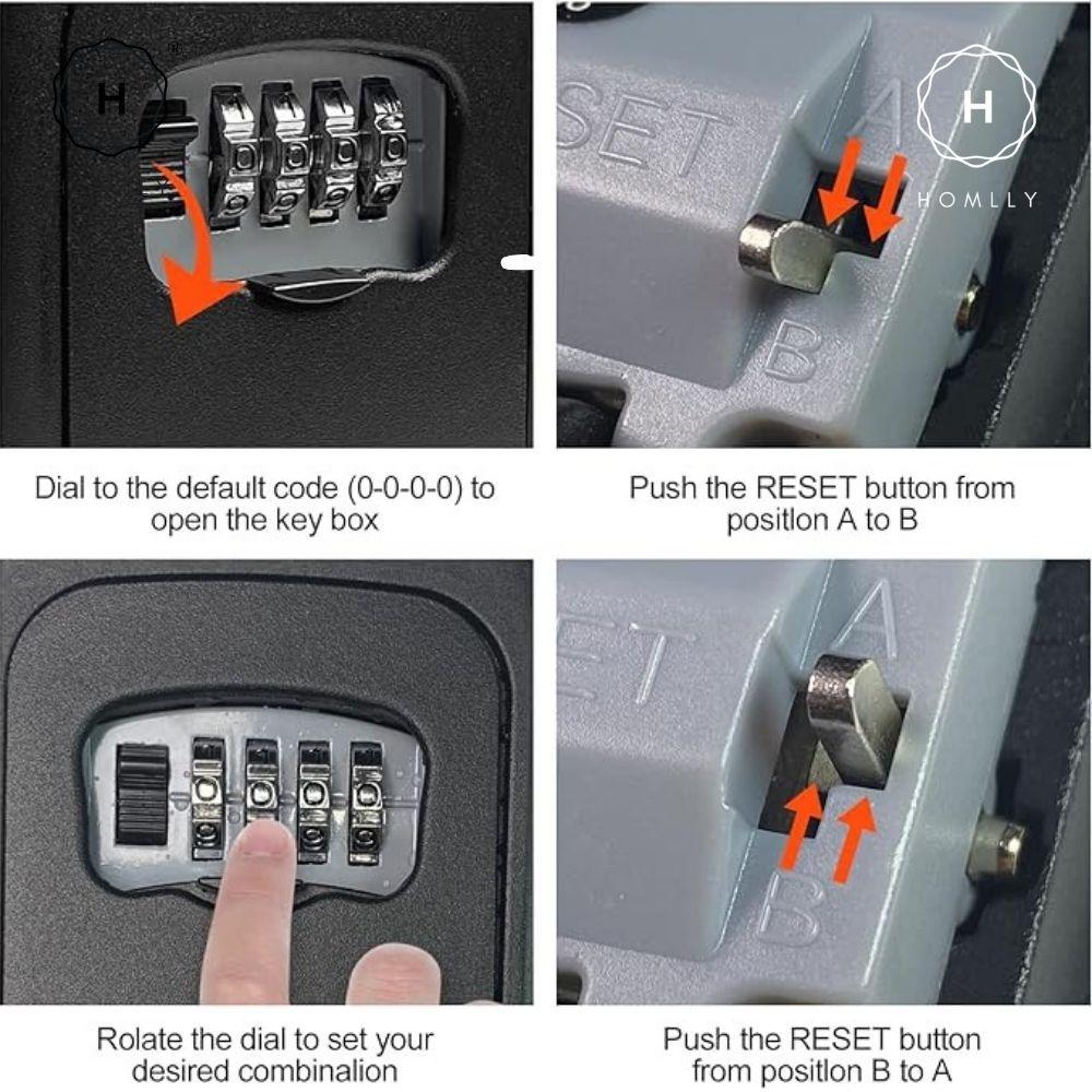 Homlly Digit Combination Travel Luggage Pad lock & Wall Mounted Key Storage Box (X3PCS)