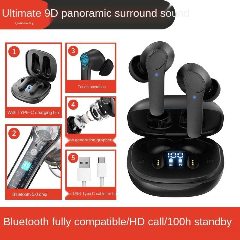 New TWS Bluetooth 5.0 Earphones Wireless Headphone 9D Stereo Sports Waterproof Earbuds Headsets with Microphone