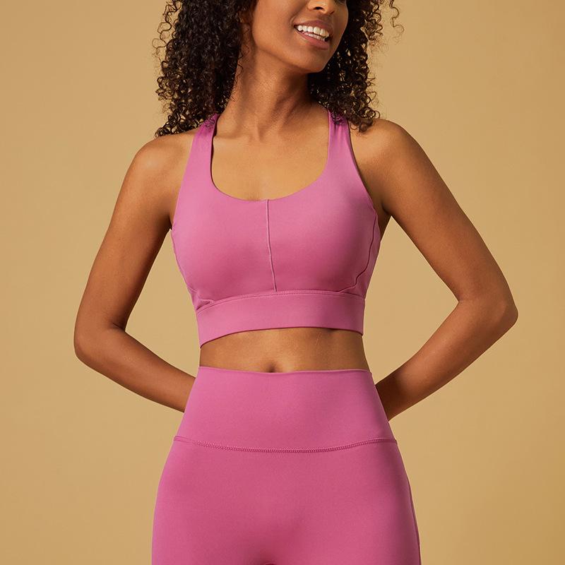 

Женский спортивный бюстгальтер с защитой от ударов - Дизайн с красивой спинкой для бега и йоги M