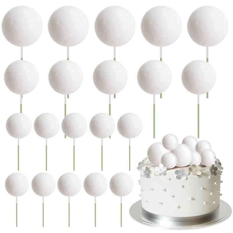 20pcs Colorful Balls Cake Topper for Wedding Birthday Party Cake DIY Decoration Mini Balloons Cupcake Insert Sticks Baby Shower
