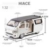 1:32 Scale HIACE Toy Car Models Alloy Diecast MPV Doors Opened Pull Back Sound Light Business Travel Vehicle Presents for Boys