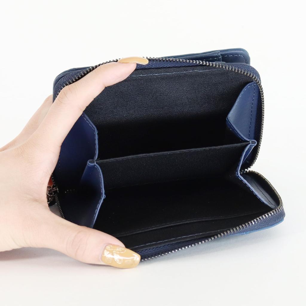 Logo Spark Slim Bifold Wallet with Embossed Navy Blue Men's Zip-Around Closure, Design,