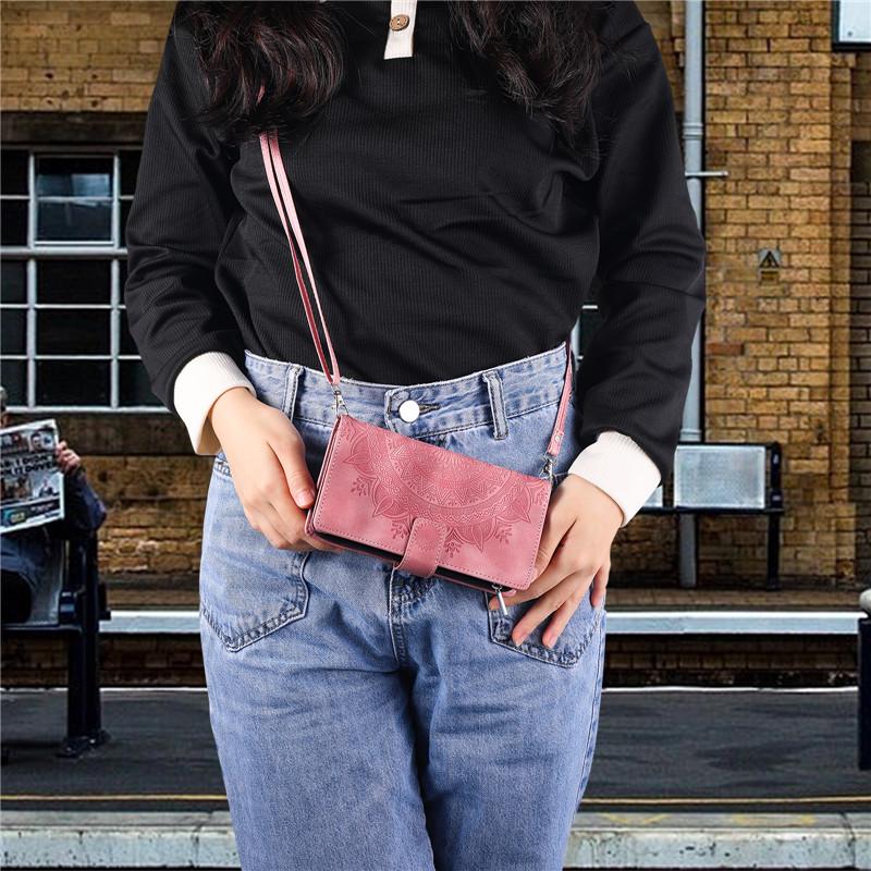 Lanyard Flip Leather Phone Case for iPhone 17 Pro Max 16 Plus 15 14 13 12 11 X XS XR Samsung S25 Ultra S24 FE S23 S22 S21 A17 Zipper Wallet Card Cover