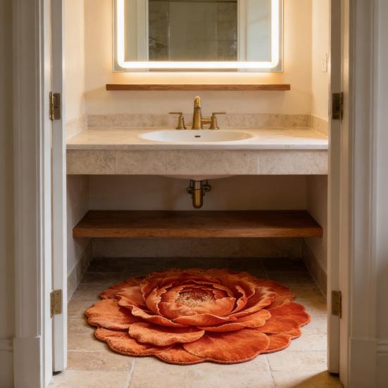 3D Blume Bereichsteppich Optische Illusion Blumenmuster Samtteppich Rutschfeste Plüschbodenmatte für Wohnzimmer Schlafzimmer Kinderzimmer Eingangsbereich