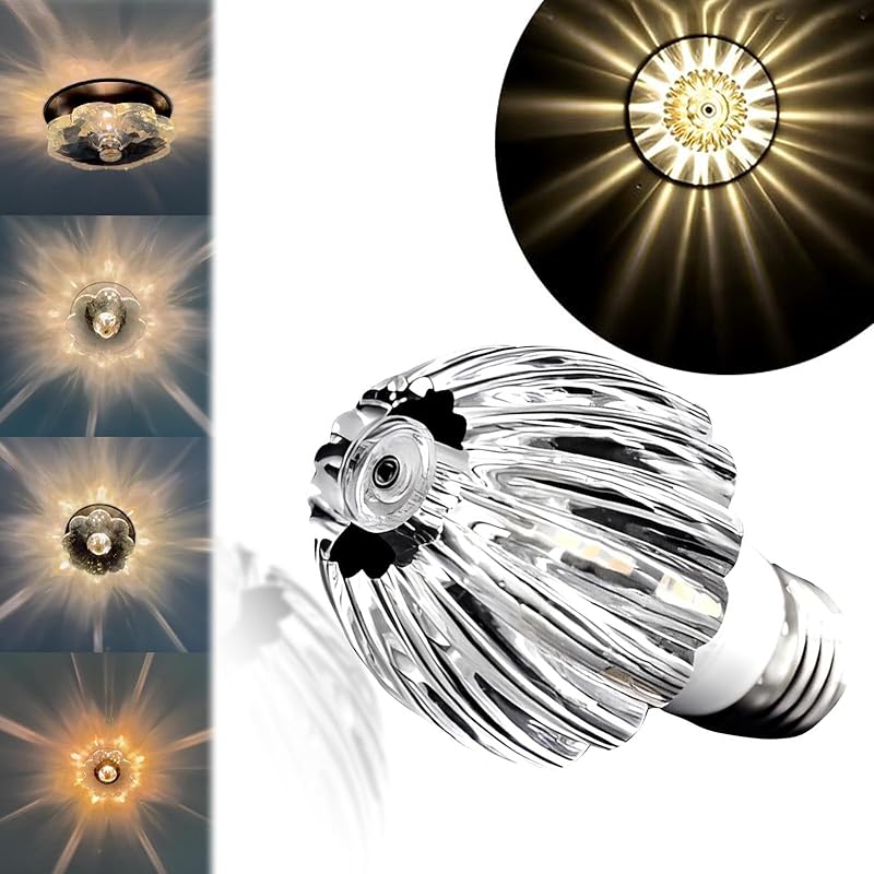 Flower Diamond Crystal LED Light, Unique Diamond Shaped LED Lamp, 5w Vintage Crystal Bulb, Warm 3000k Light for Aisle Hallway Balcony