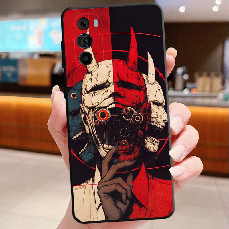 

Japanese Oni Mask Devil Art Phone Case For Motorola Edge 50 40 Pro 60 50 40 30 Ultra Neo Fusion Moto G Play G Stylus G Power G Moto Edge 50
