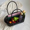 2025 Sommer Hohl-Strandtasche Für Damen Modekorb Wiederverwendbare Einkaufstaschen Designer Gewebte Handtasche Urlaubstasche Schwarz Bolso