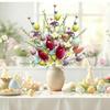 Easter Decorations Artificial Floral Easter Egg Picks Spring Stems Plastic Flower Decor Home Vase Filler Table Home Decor