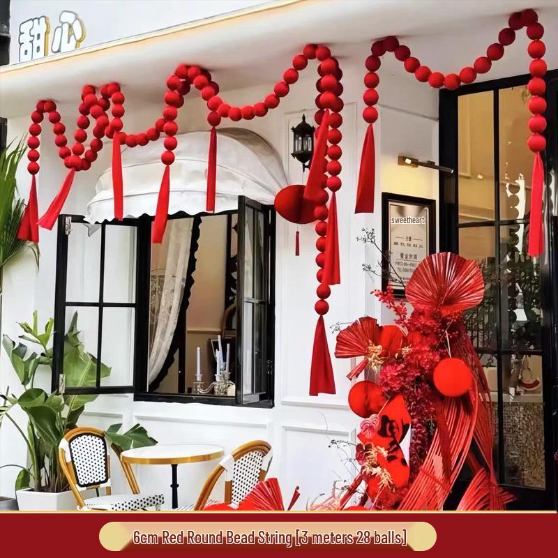 Festive Wine Red Velvet Pendant for New Year & Spring Festival Decorations