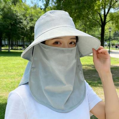 Wide-Brimmed Shawl Mask Hat Adjustable Neck Protection Cap Simple Picking Tea Hat  Women