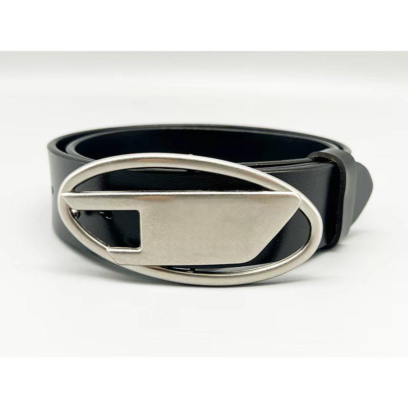 

American Retro Silver Buckle Letter Waistband: Versatile Leather Belt for Men & Women 110 cm