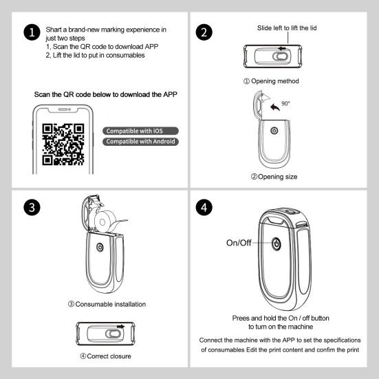 Thermal Label Printer USB Rechargeable One-Click Operation Multi-Function Mini Portable