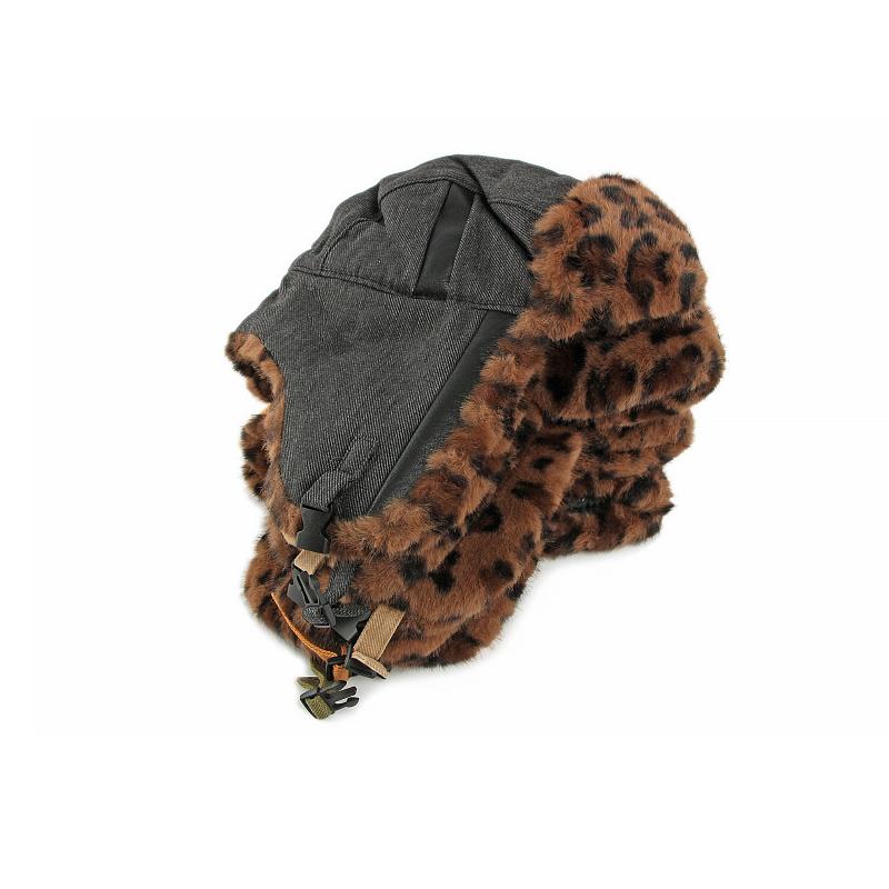Leopard Plüsch Bombermütze Herren Damen Herbst Winter Dick Winddicht Kalt Skimütze Baumwollmütze Ohrenschutz Reitmütze