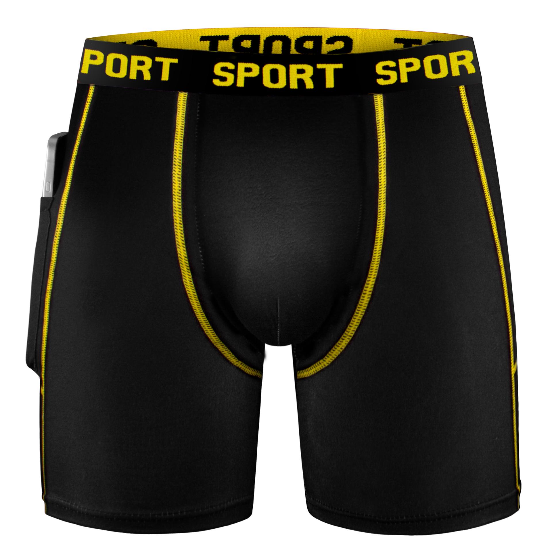 European & American Plus Size Men s Mid-Rise Sports Boxer Briefs with Pocket