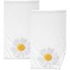 Cotton Hand Towels for Bathroom Set of 2 White Yellow Daisy Flowers Floral Absorbent Soft Decorative Face Towels for Guest Gym Hotel Sports 16x28 In