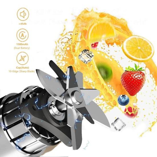 10 čepelí Přenosný elektrický mixér na džus 350 ml Mixéry na ovoce USB dobíjecí Pohár na smoothie Mini odšťavňovač Výrobník džusu