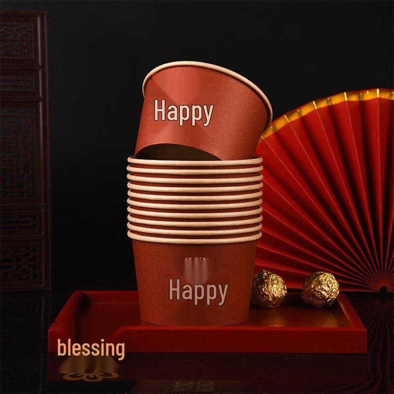 Disposable Red Wedding Banquet Paper Bowl Set