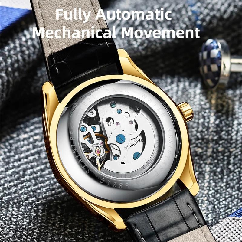 Mens Watches Fashion Luxury Hollowing Automatic Mechanical Watch Waterproof Luminous Watch For Man
