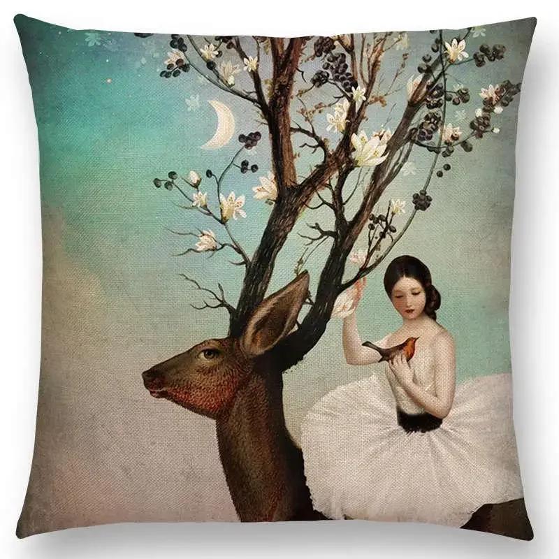 New Elegant Lady Cute Girl Shakespeare Imagine Fantasy Oil Painting Dreamy Feeling Fable Fate Thorw Pillow Case Cushion Cover