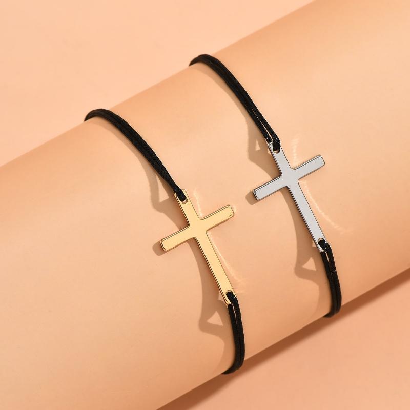 2 Stück Paar Kreuz Dekor Armband Kupferschmuck Passende Armbänder