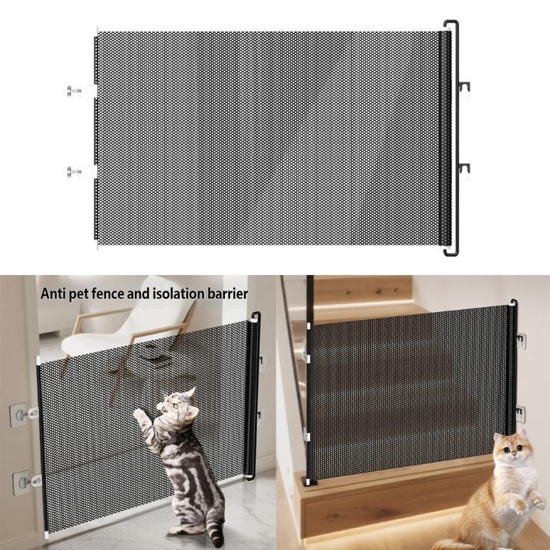 Entry Opening Pet Gate with Black Pull-Across Panel, Indoor Barrier Design and 49.21 In Shared Width for Homes