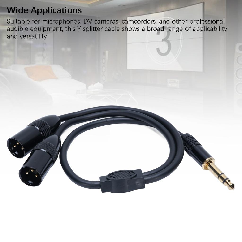6.35mm Male Plug To Double XLR Cable Stereo Unbalanced Audible Converter Y Splitter Cord for Microphones DV Cameras