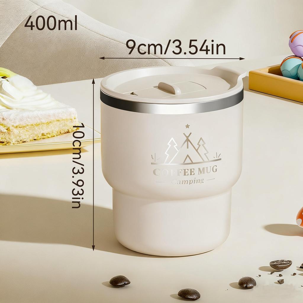 Double-Layer Insulated Coffee Cup With Lid Portable Leak-proof Coffee Mug 304 Stainless Steel Thermal Water Cup For Students