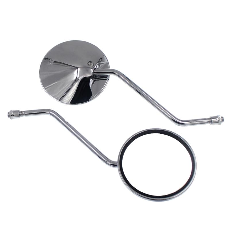 Silver Long Stem Round Motorcycle Mirror Universal for Motorbike