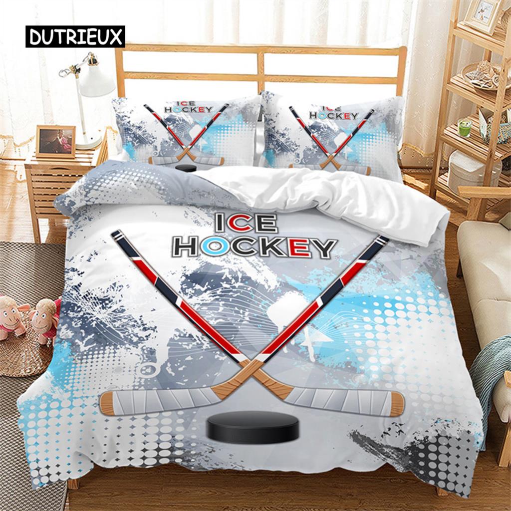 Boys Basketball Duvet Cover 3D Ball Pattern Sports Theme Bedding Set Queen Microfiber Football Competitive Game Comforter Cover