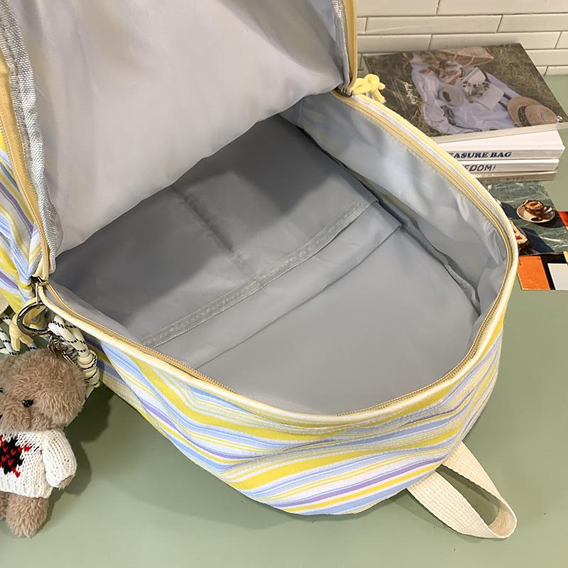 Student School Bag Women's Striped Print Backpack Large Capacity Backpack