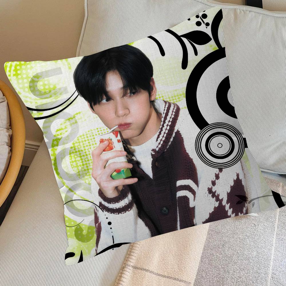 Kpop Group TxT Soobin   Office Cushion Pillowcase Car Cushion Cover45X45CM Lumbar Pillowcase Sofa Pillowcover