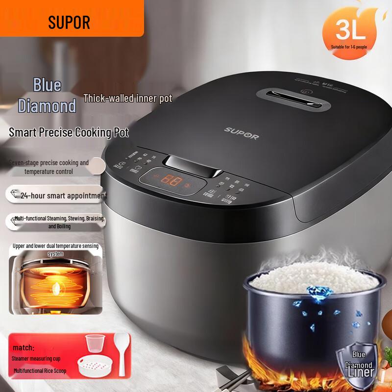 SUPOR 3L Smart Micro-Pressure Rice Cooker CN plug (adapter included)