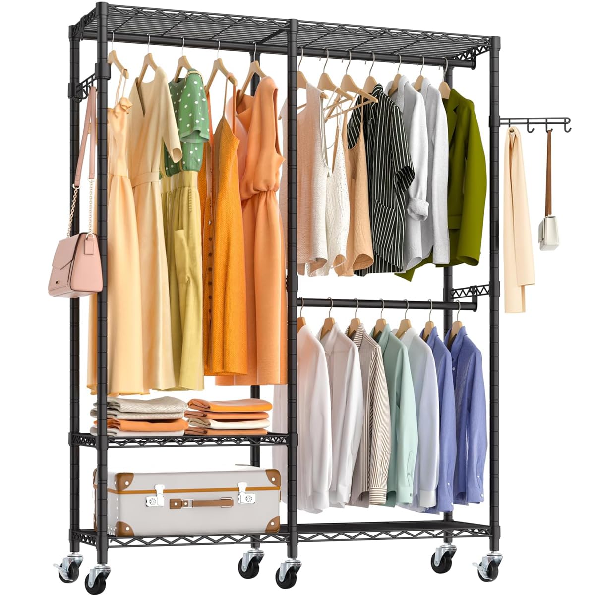 

clothes large with for clothes easy height coat coat clothes width 97 x depth 40 x height 190 cm Heavy-duty rack, capacity, casters, closets, чёрный