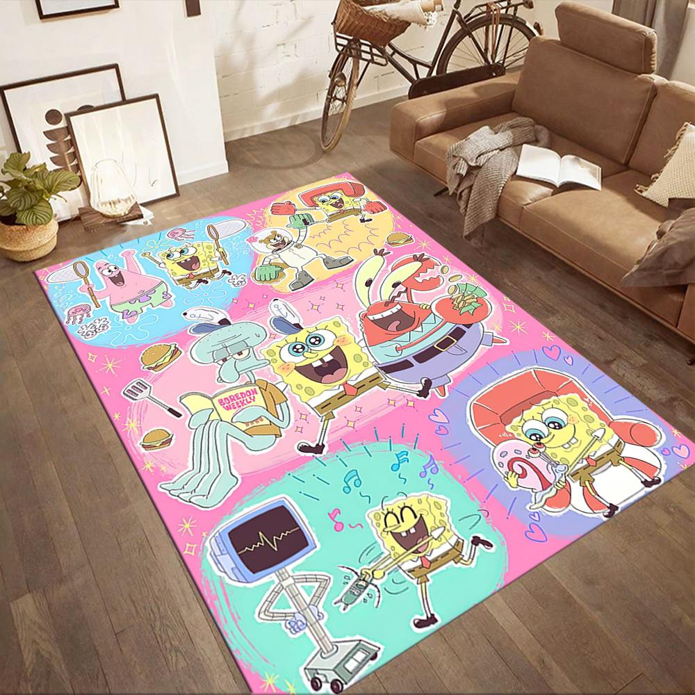 Spongebob's Colorful Friends Square Rugs Are a Great Choice for Living Rooms, Bedrooms, Home Décor, and As Gifts.