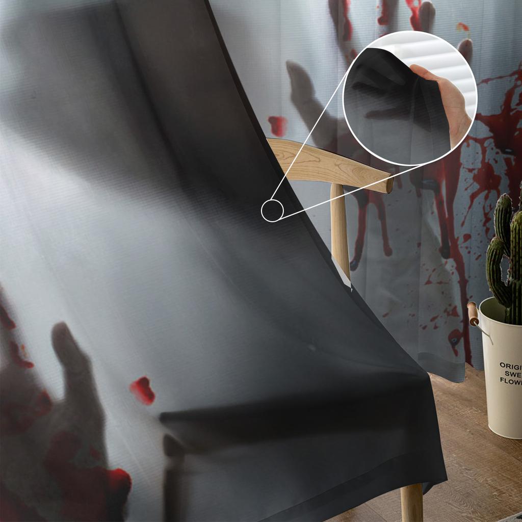 Krwawy odcisk dłoni Horror sylwetka przezroczyste zasłony do salonu nowoczesna zasłona typu woal sypialnia zasłony tiulowe zasłony okienne