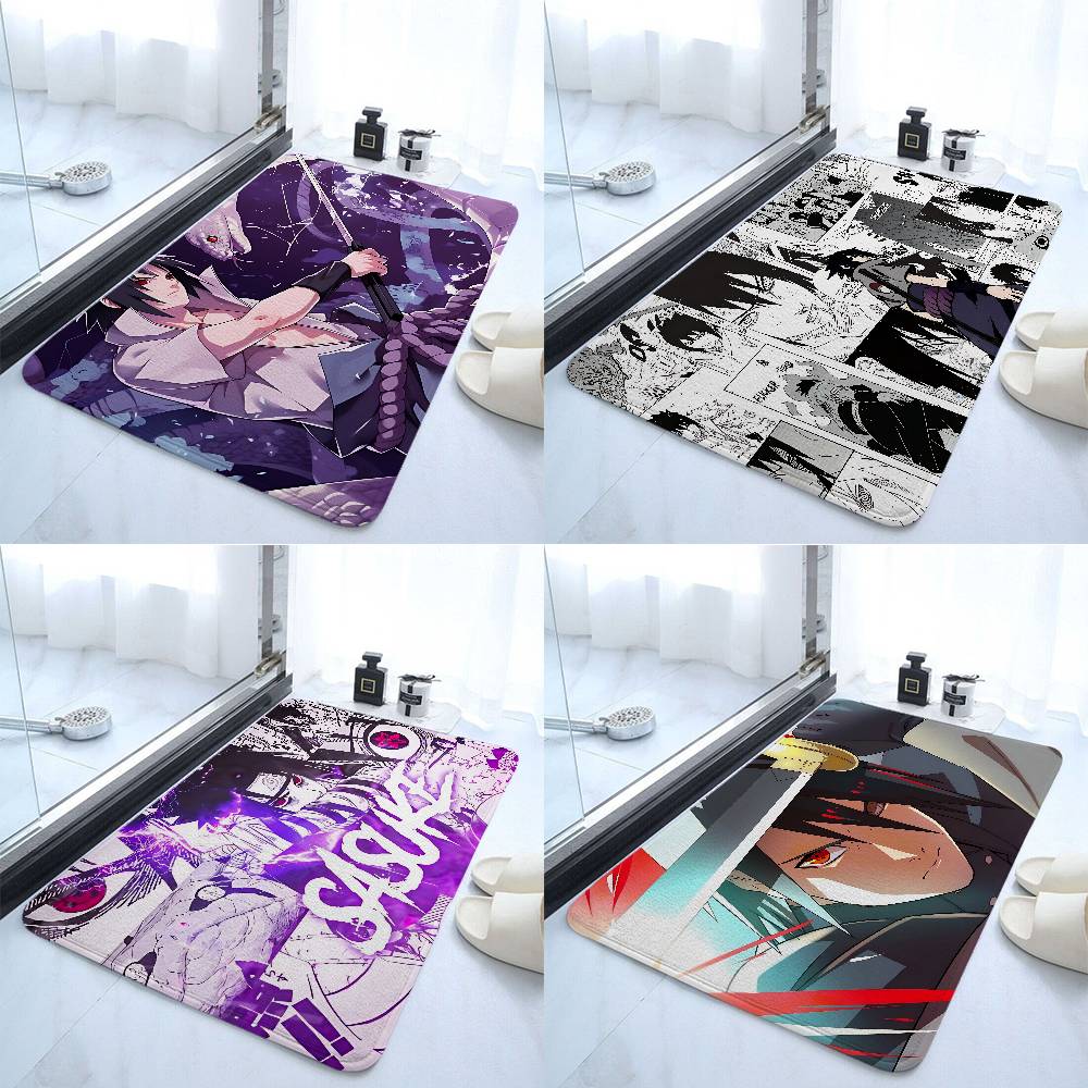 S-Sasuke Uchiha Floor Mat Pattern Printed Flannel Door Mat, Suitable For Bathroom, Living Room, Home Decoration
