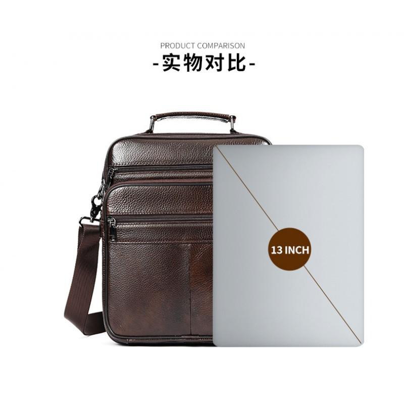 Men's Genuine Leather Shoulder Bag Retro Simple Cowhide Crossbody Casual Versatile Mobile Phone