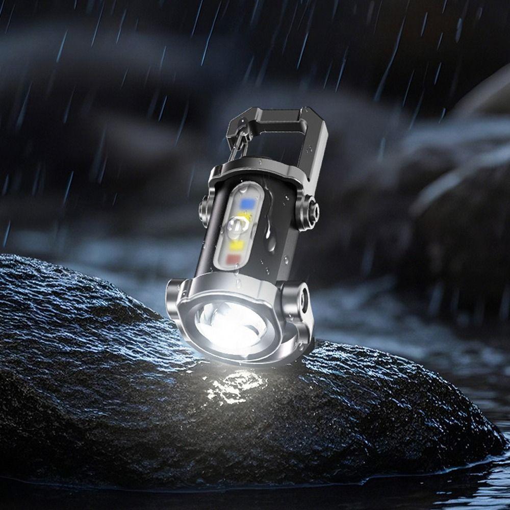 Mini Keychain Flashlights Portable Work Light with Red&Blue Light LED Torch  for Searching Hiking