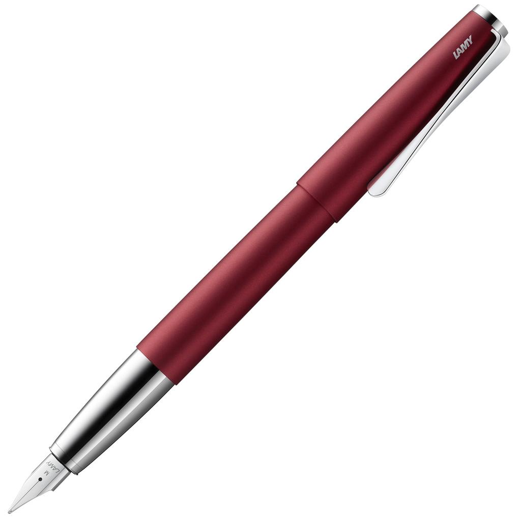 LAMY Studio Royal Red Fountain Red Elegant Metal Body Steel Nib Nib Size F Includes LAMY T10 Blue Ink Cartridge Pen, - - (Partially Platinum-Plated) -