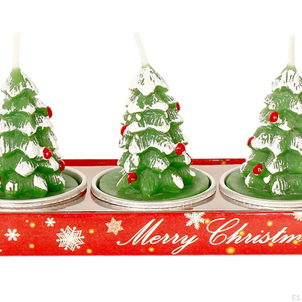 3Pcs Lovely Christmas Candle Set Decorative Tealight Ornament Portable for Home Decor Kids