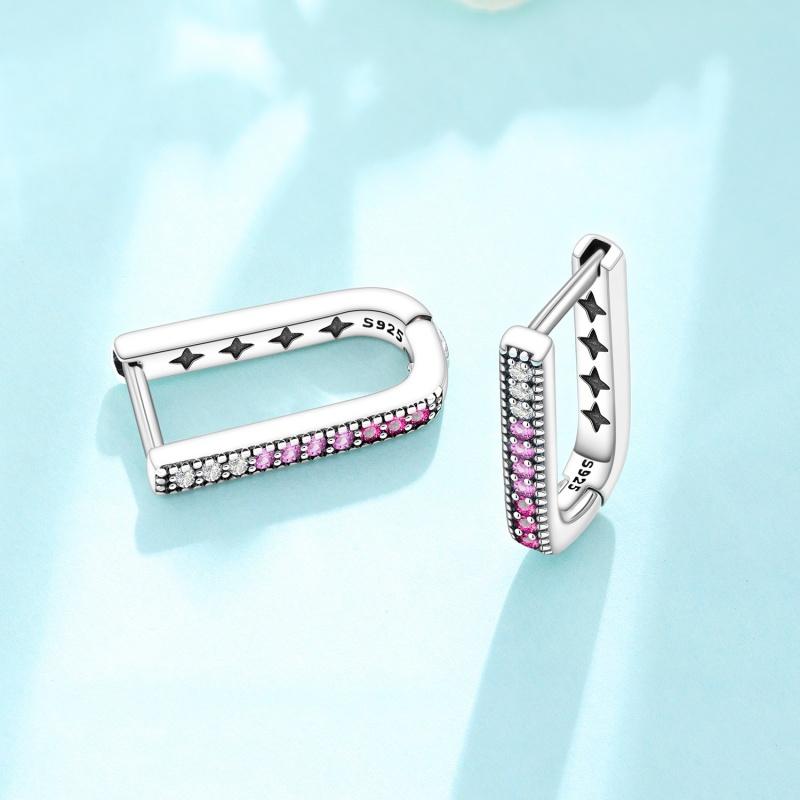 925 Silver Hoop Earrings for Women Simple Silver Fashion Star Moon Zircon Earrings Fine Jewelry New Year Women Gifts