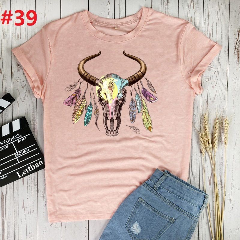 Buy Cow Skull Flowers T -Shirt Men 'S 