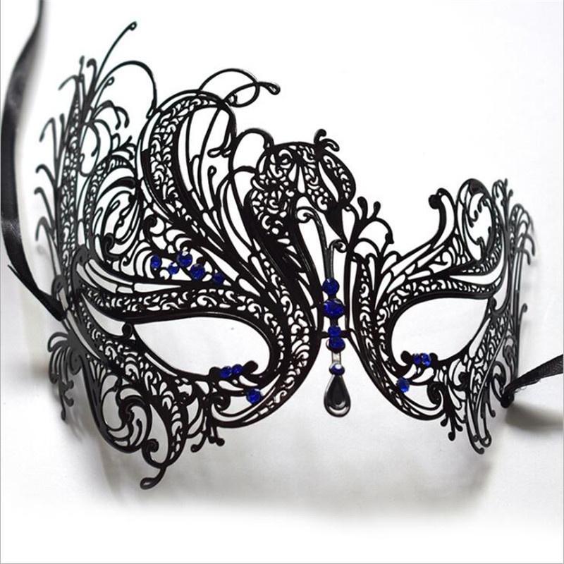 Halloween Costume Party Dress Princess Mask Venice Metal Rhinestone Half Face Mask